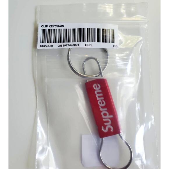 Supreme Red Clip Logo Key Chain Keyring New - Picture 1 of 4